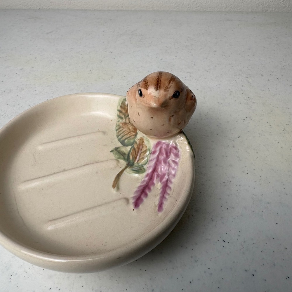 Pfaltzgraff Naturewood Bird Soap Dish Ceramic Garden Sparrow Trinket Tray - Picture 6 of 6
